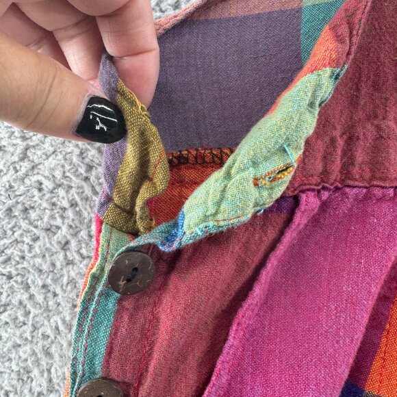 Boho Colorful Plaid Patchwork Unisex Harem Overalls Size XL - Picture 9 of 9